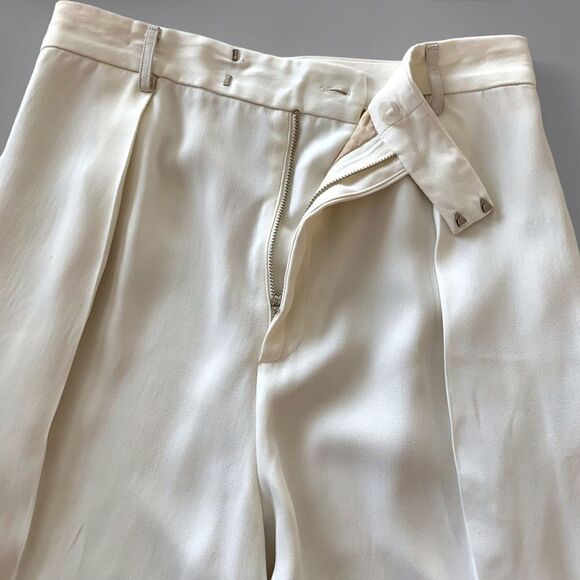 Vintage High Waisted Pleated Silk Trousers - Picture 4 of 8